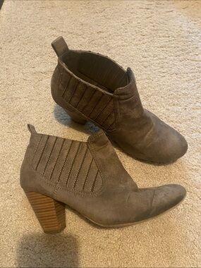 Gray suede booties